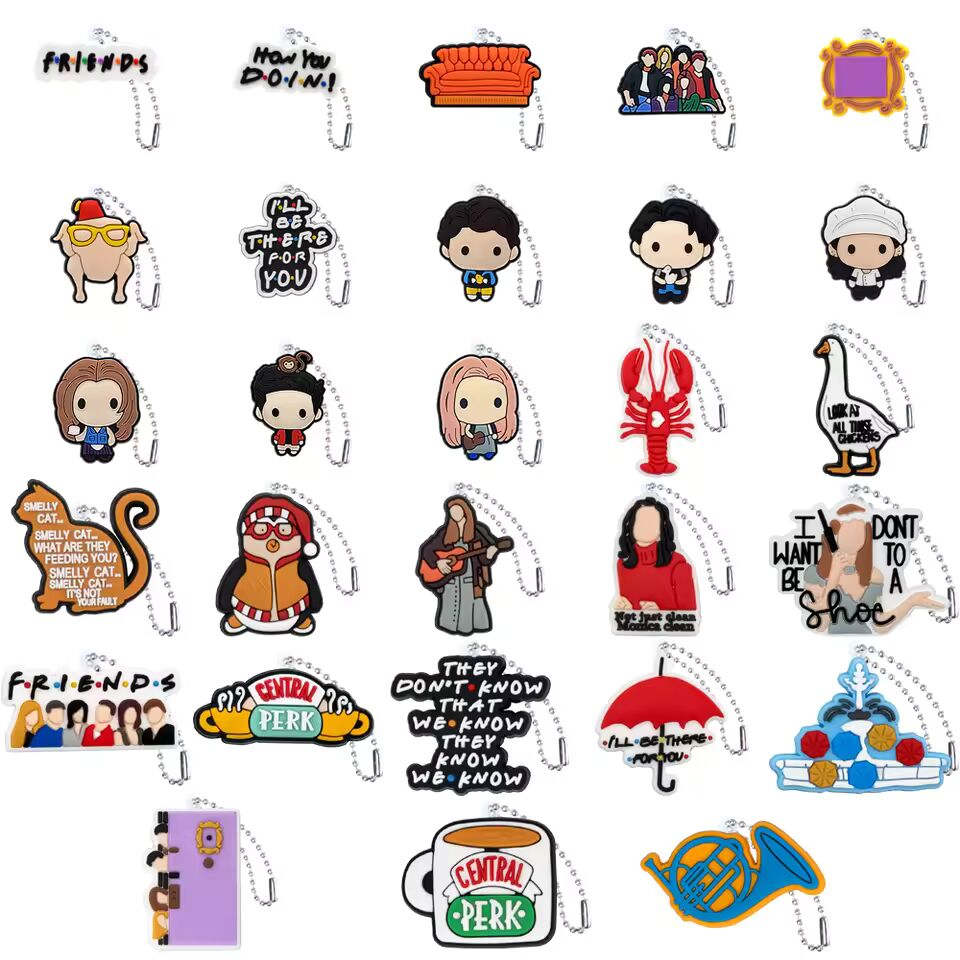 28PCS Set Keychain Old Friends Character Keyring fit Fans Souvenir Car key Accessories Cup Handle Pendant Friends Key Gifts