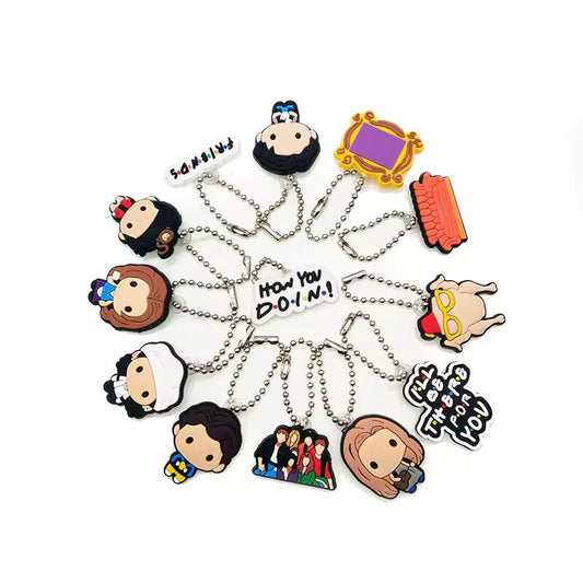 28PCS Set Keychain Old Friends Character Keyring fit Fans Souvenir Car key Accessories Cup Handle Pendant Friends Key Gifts