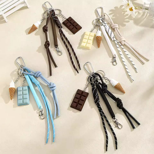 Chocolate Bag Keychain Charms Fashionable For Bags Pendant Ice Cream Rope For Handbags Accessories Birthday Gifts